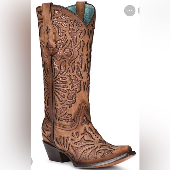 Corral Shoes - Corral Tan and Teal Western Boots